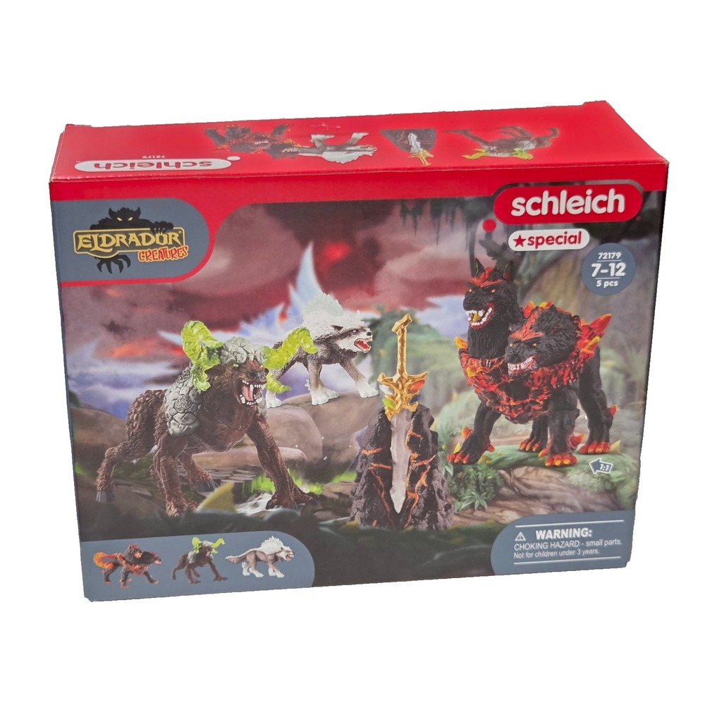 Schleich Eldrador Creatures 72179 Cerberus, Wolf Of Snow, Stone Monster, w/Box
